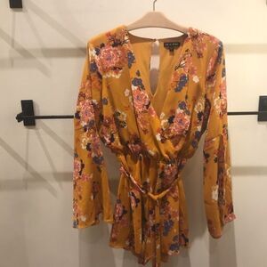 As U Wish Floral Print Romper with Bell sleeves